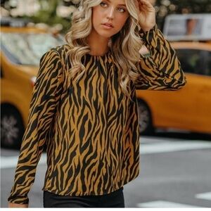 Vici Tiger Stripe Long Sleeve Blouse| Top size Small